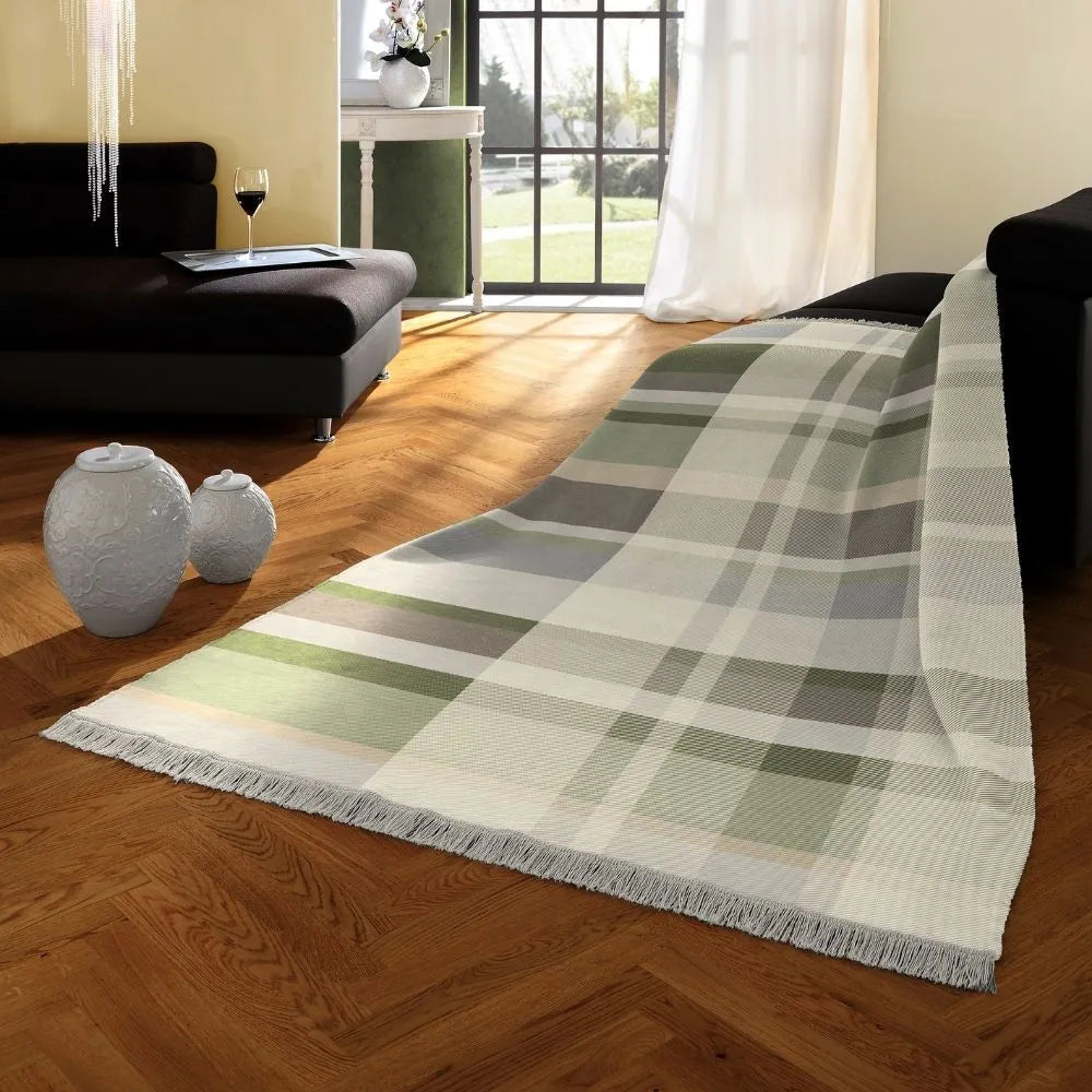 Biederlack Panel Check Green Throw 140x180cm Throw