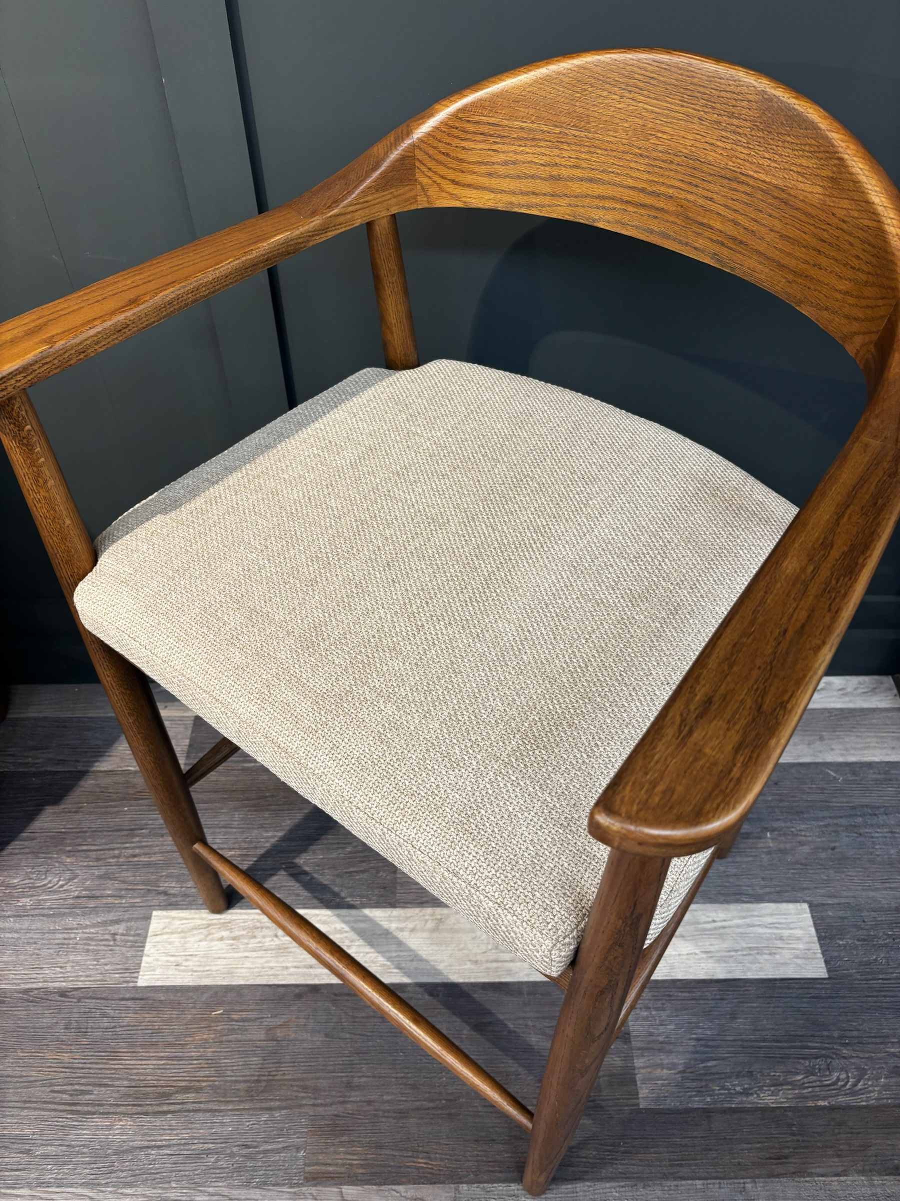 Smoked Counter Stool Fabric Seat