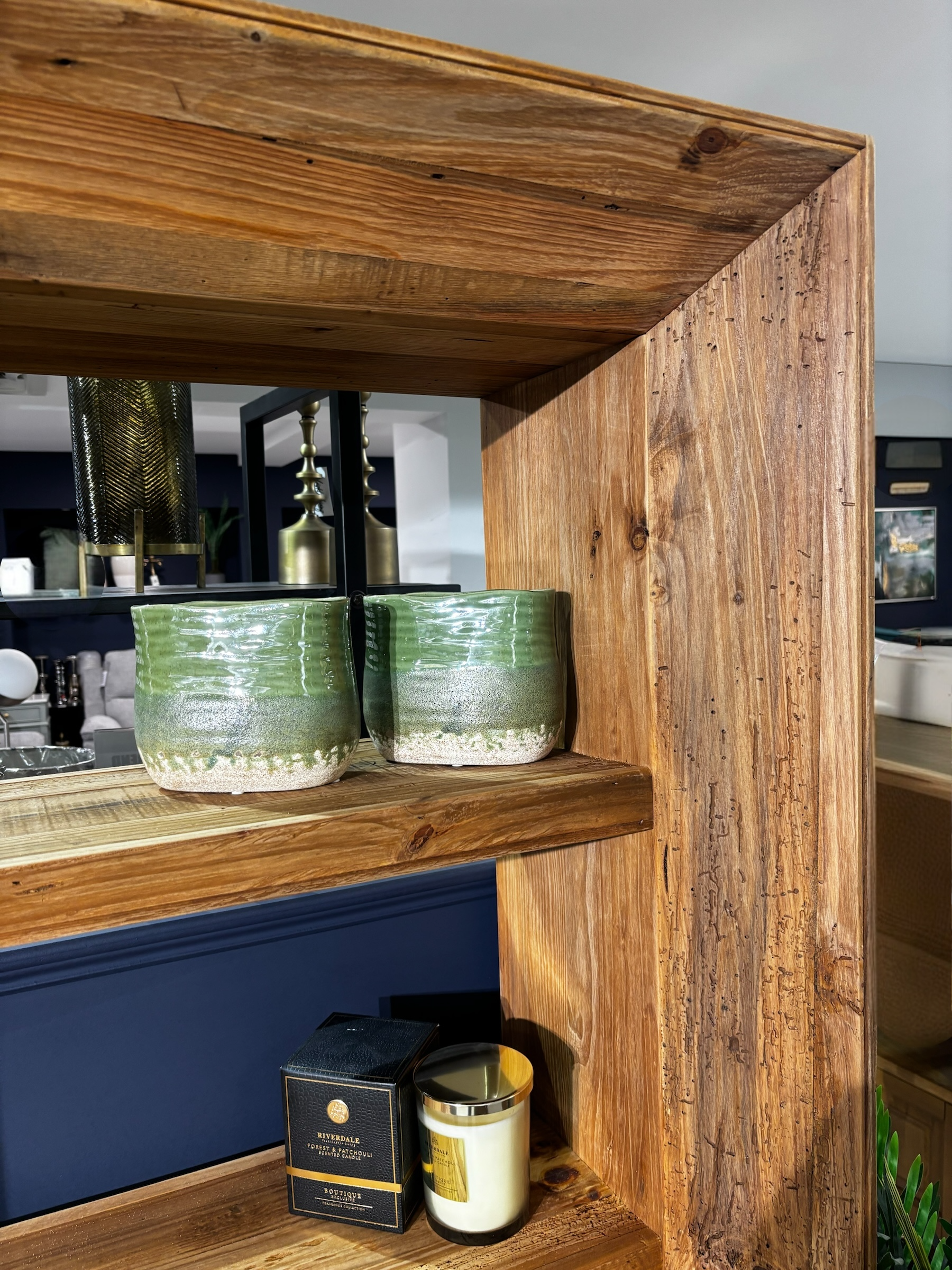 Barnwood Angled Bookcase