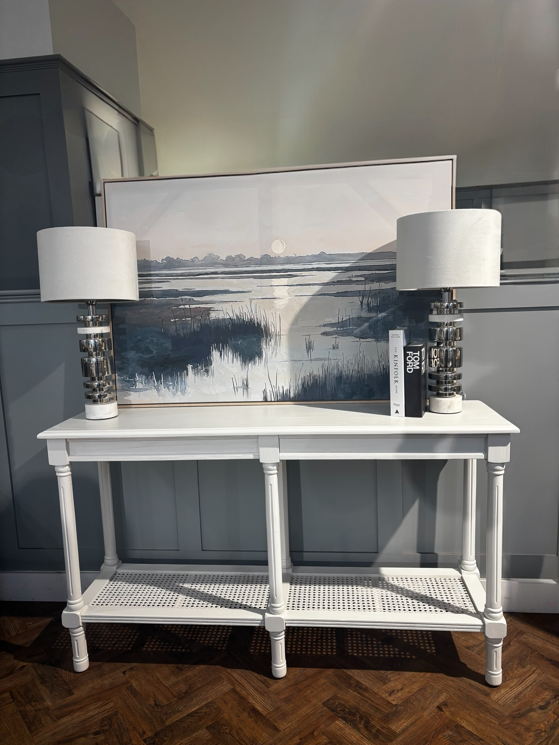 Turin Large Console Table with Rahan Shelf White