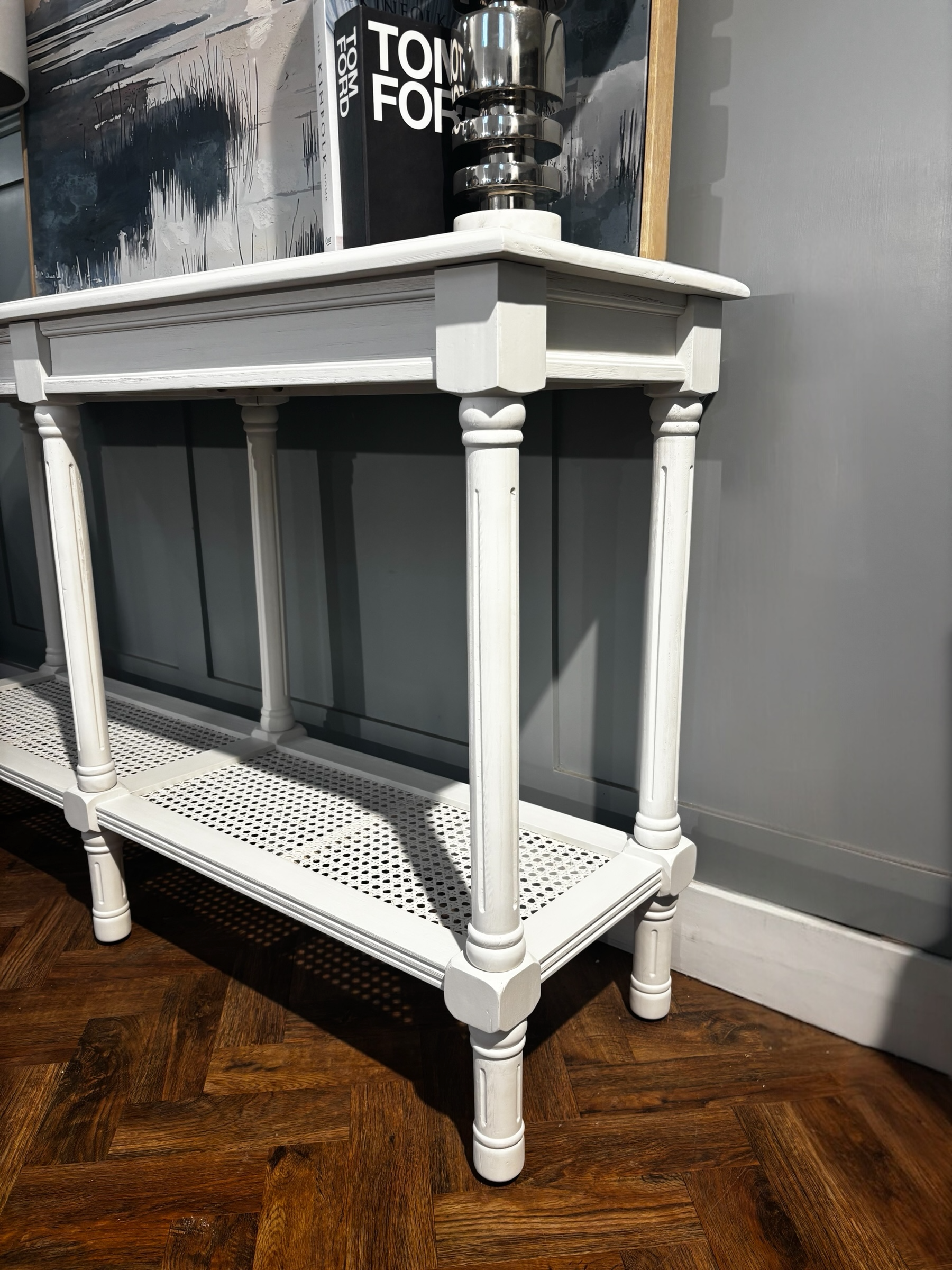 Turin Large Console Table with Rahan Shelf White
