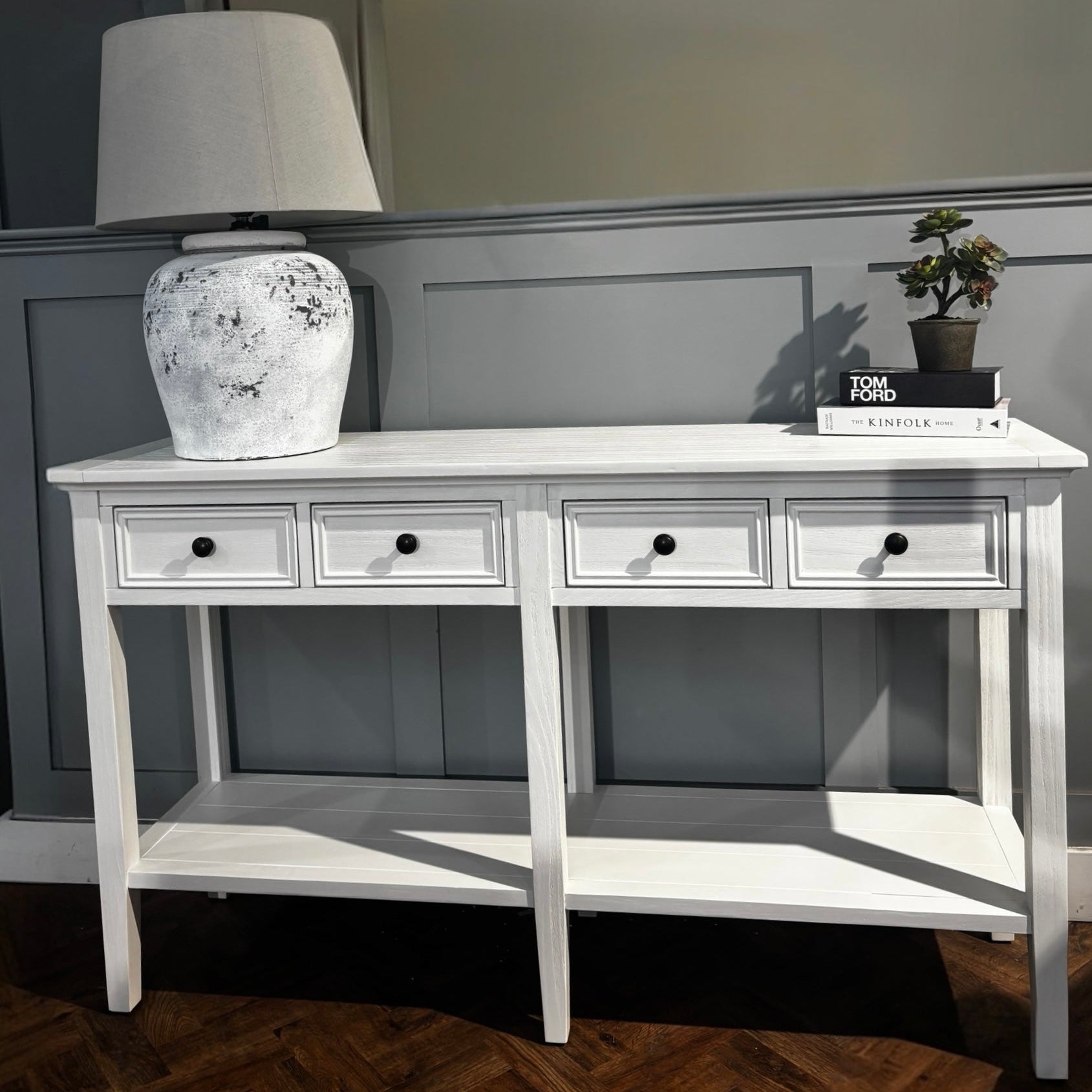 Turin 4 Drawer Console Table White