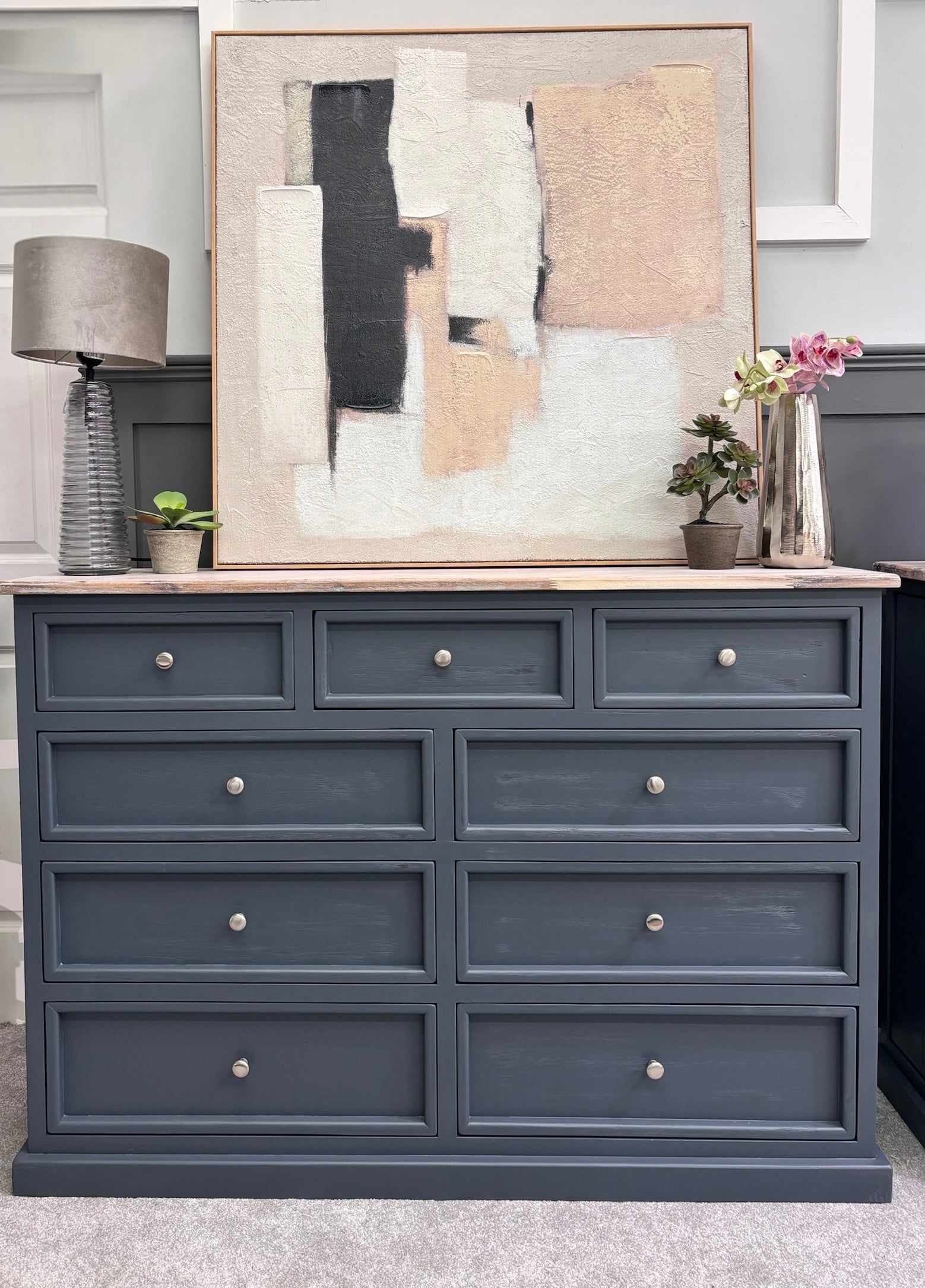 Maldron Midnight Grey Wide Chest of Drawers