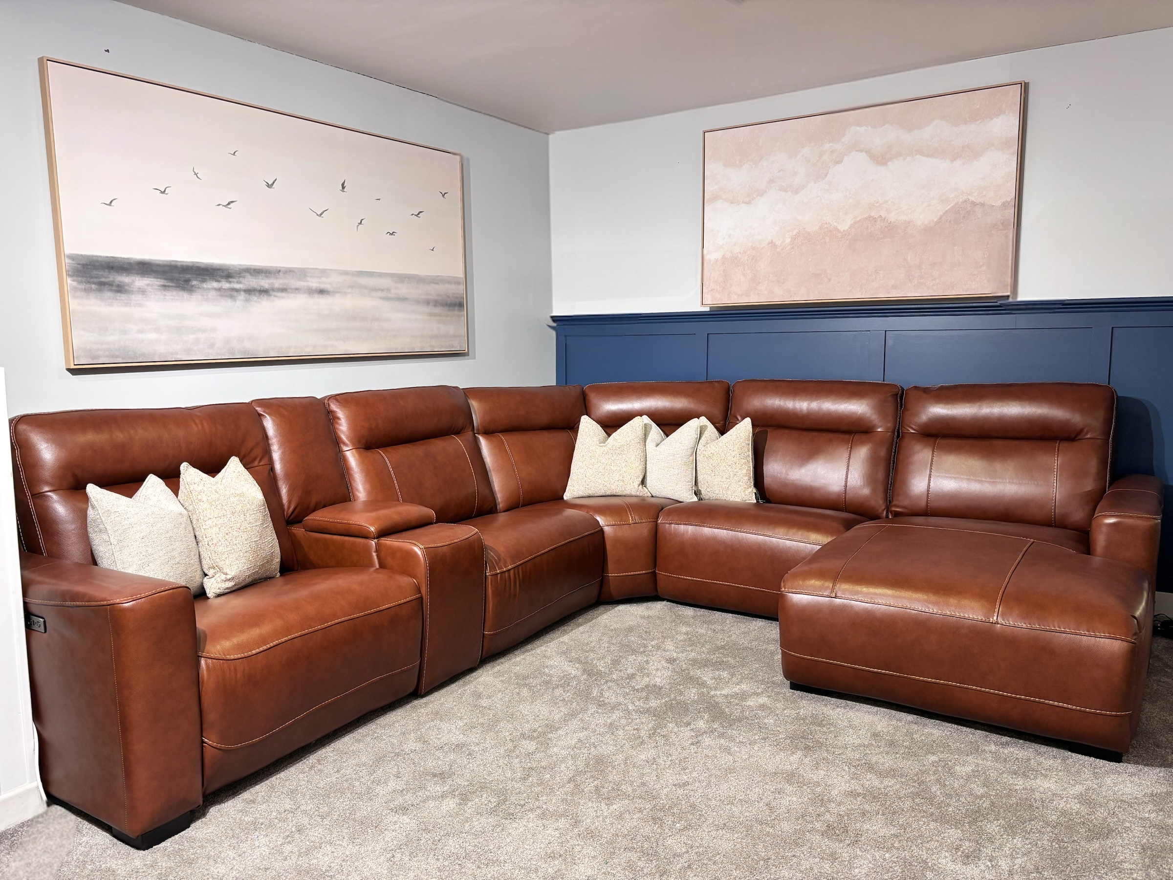 Hazel Leather Electric Recliner Corner Sofa