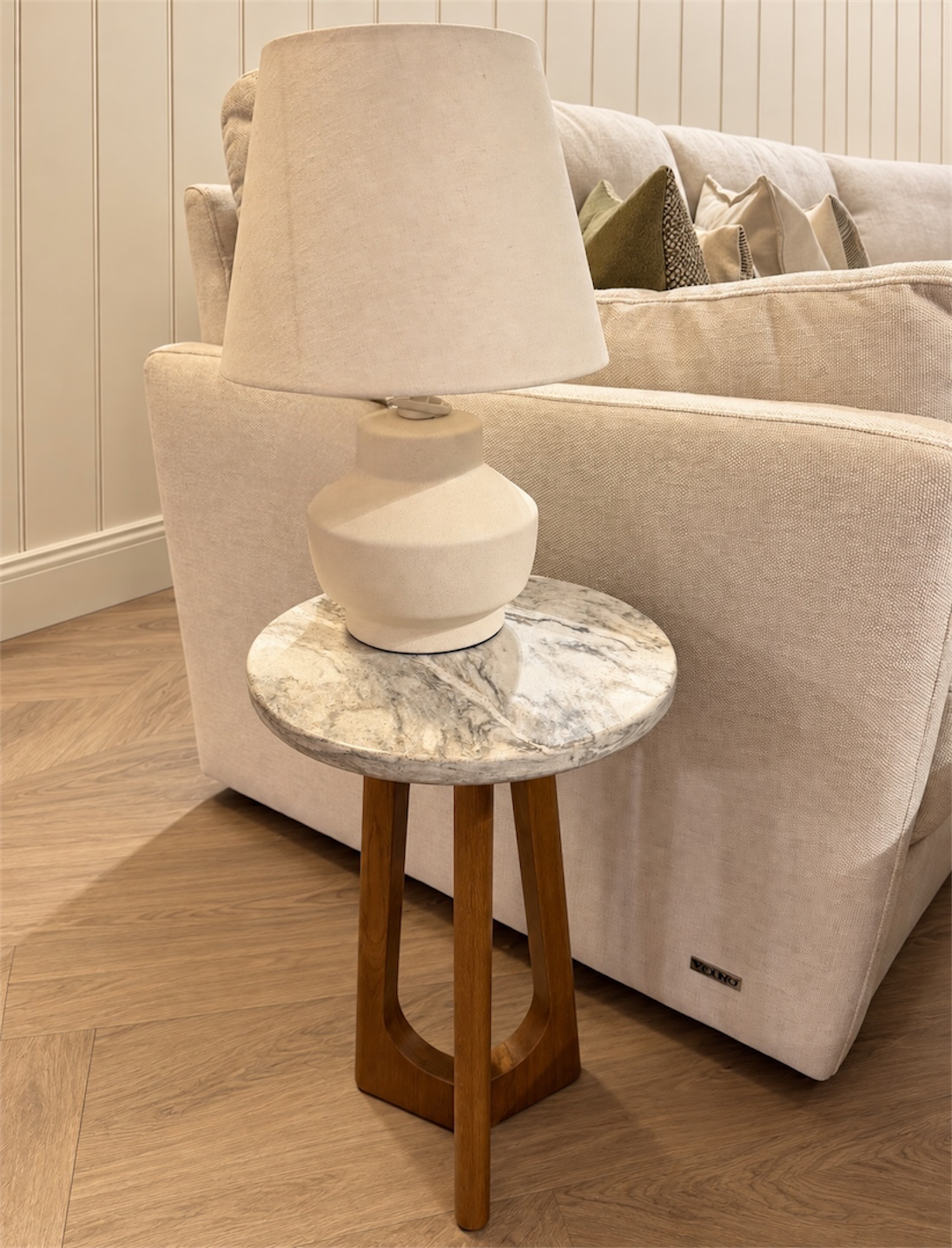 Sol Round Side Table with Marble Top