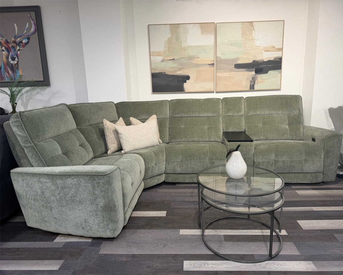 Ashbrook 5 Piece Corner Electric Sofa Sage