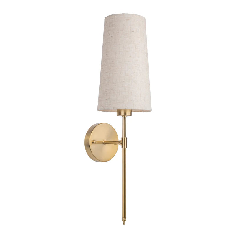 Rechargeable Wall Light Linen Shade, Antique Gold
