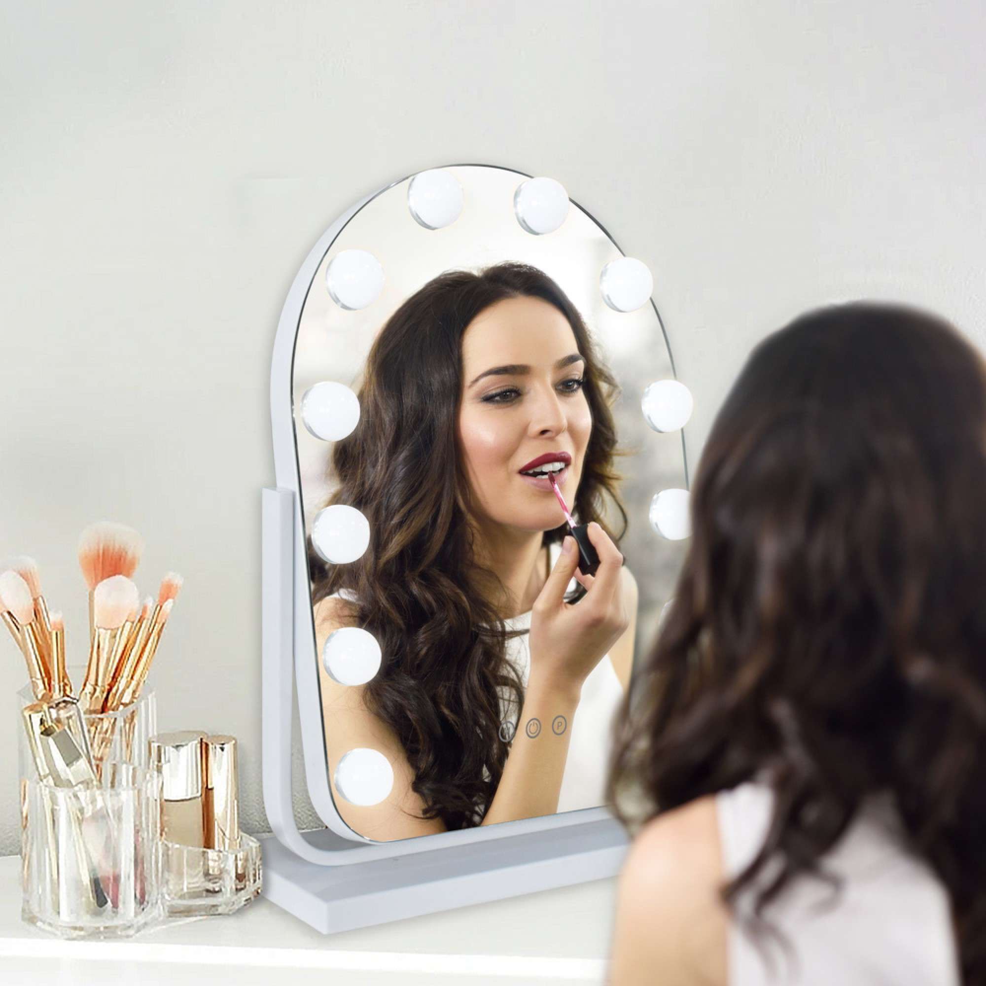 Hollywood Bulb Arch Vanity Mirror White 40 x 30cm