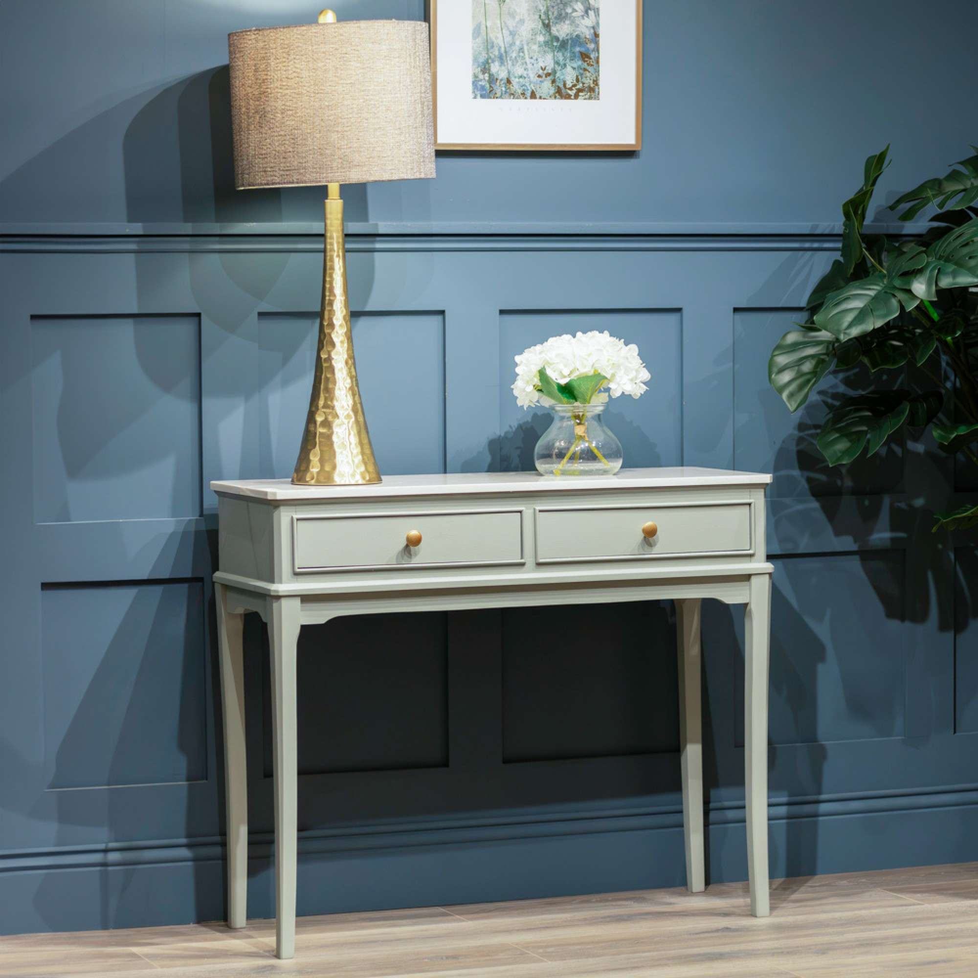Monroe 2 Drawer Console with Sage Marble