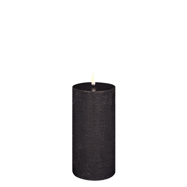 Uyuni Pillar Forest Black LED Candle 7.8 x 15.2cm