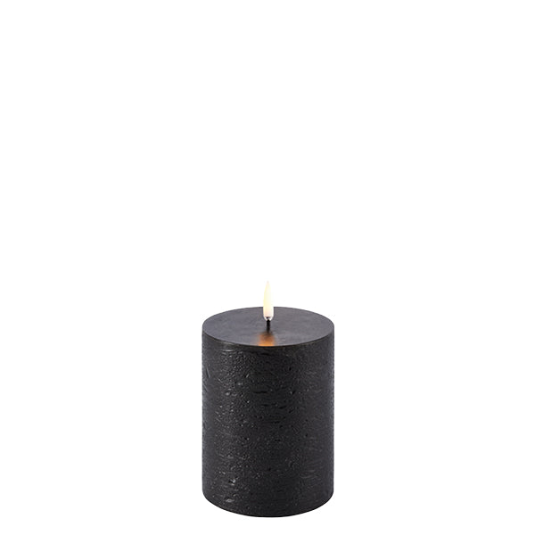 Uyuni Pillar Forest Black LED Candle 7.8 x 10.1cm