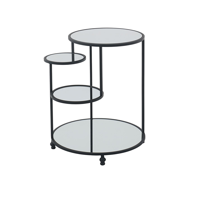 Black Side Table with Mirrored Glass