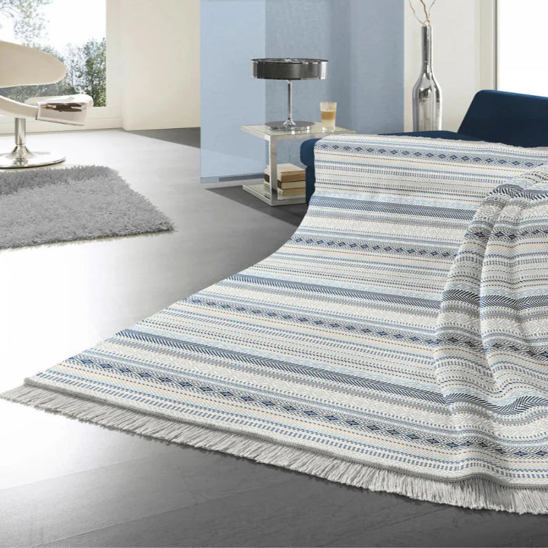 Biederlack Kian Stripe Blue Throw 140x180cm