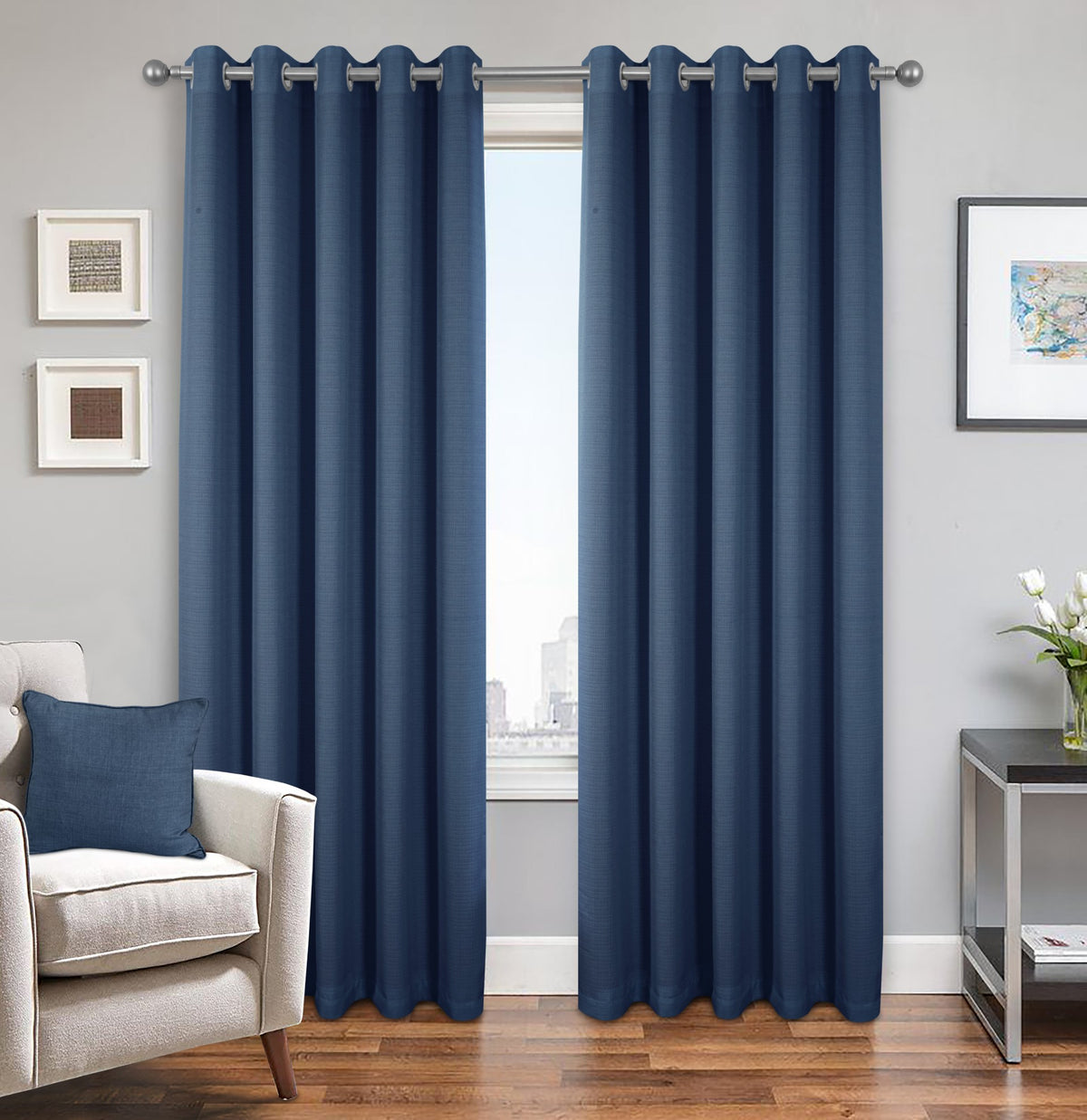 Shady Eyelet Black Out Curtains | Denim