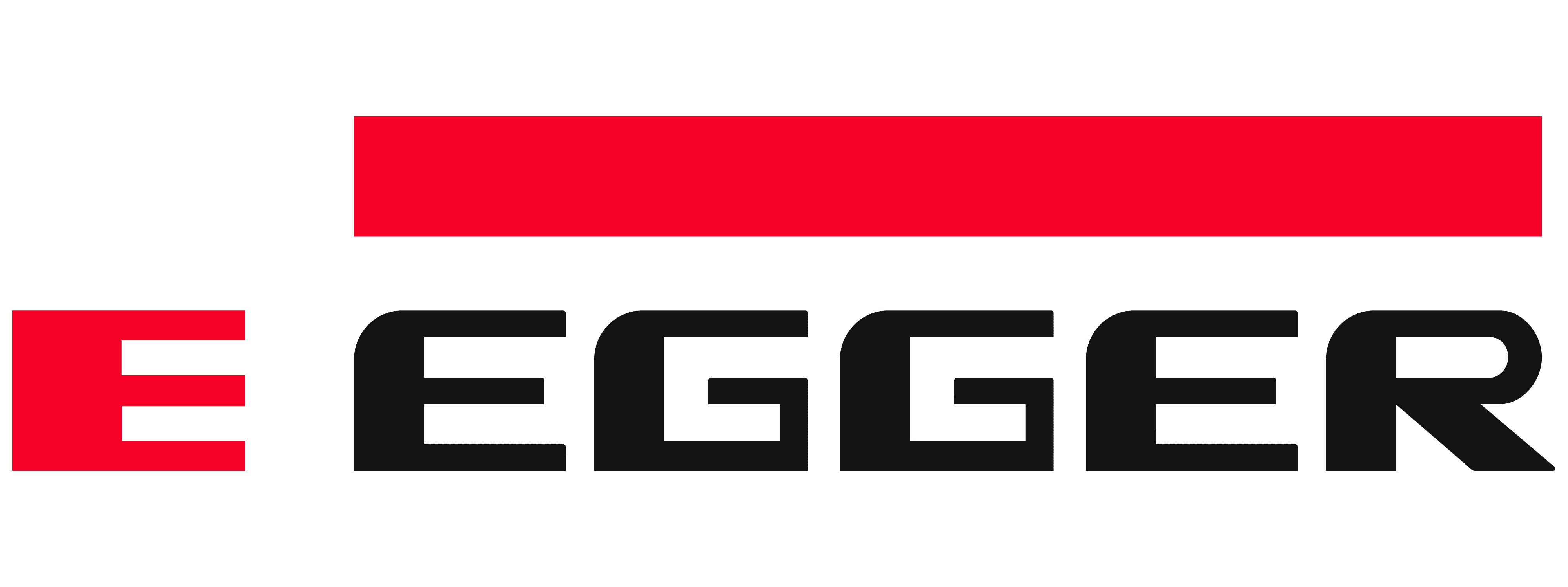 Egger logo with red and black design on a green background