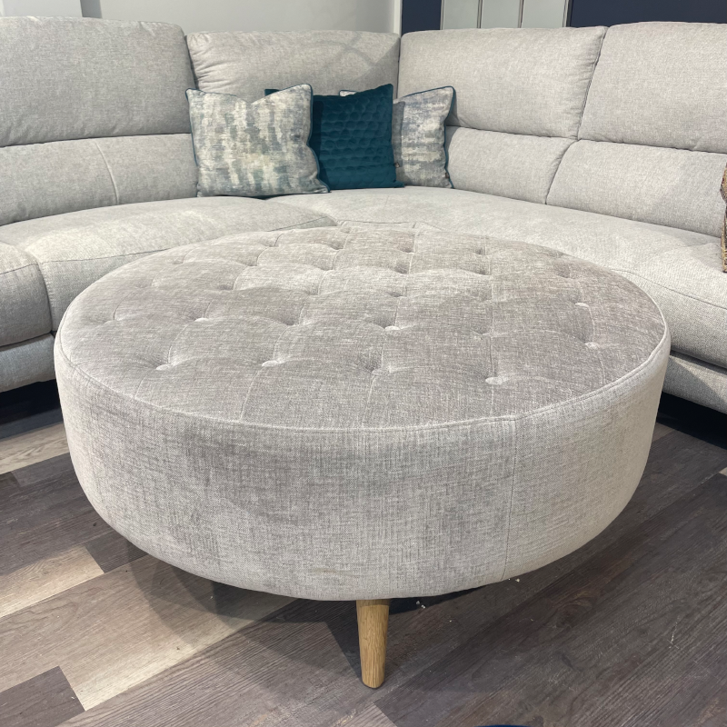 Large Round Grey Footstool