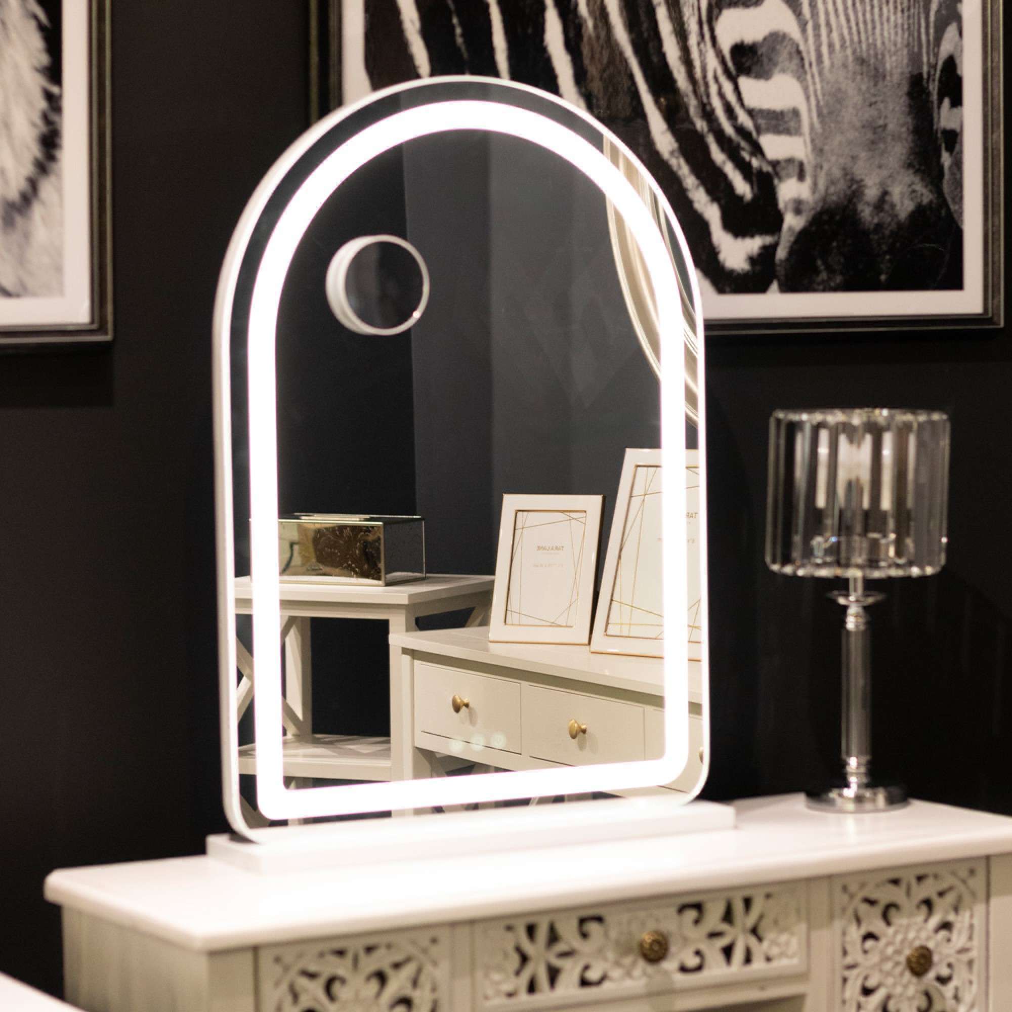Hollywood Arch Vanity Mirror White 70 x 50cm