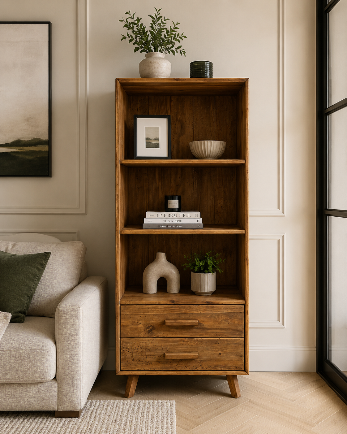 Barnwood Narrow Bookcase