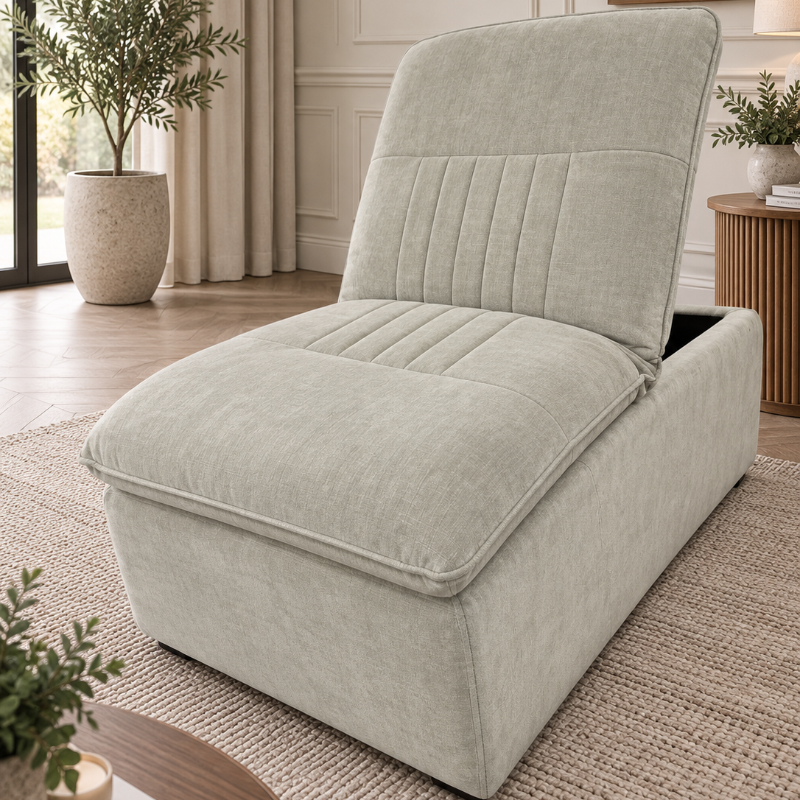 Storage Chair Footstool Fog