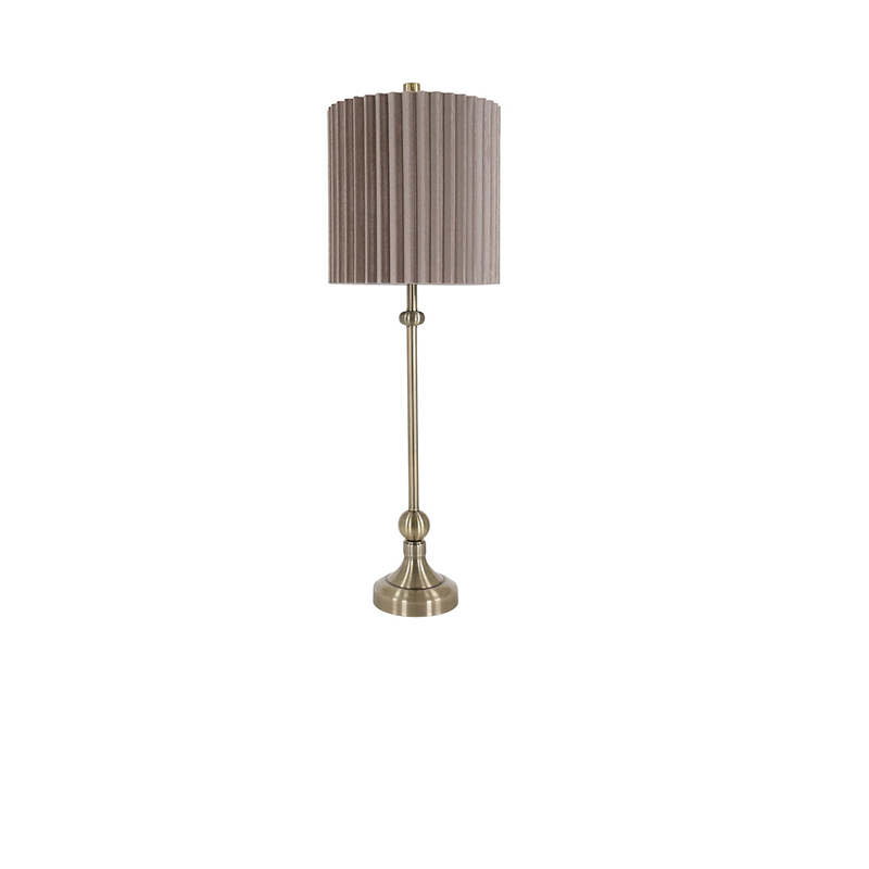 Gold Buffet Lamp with Beige Grey Shade