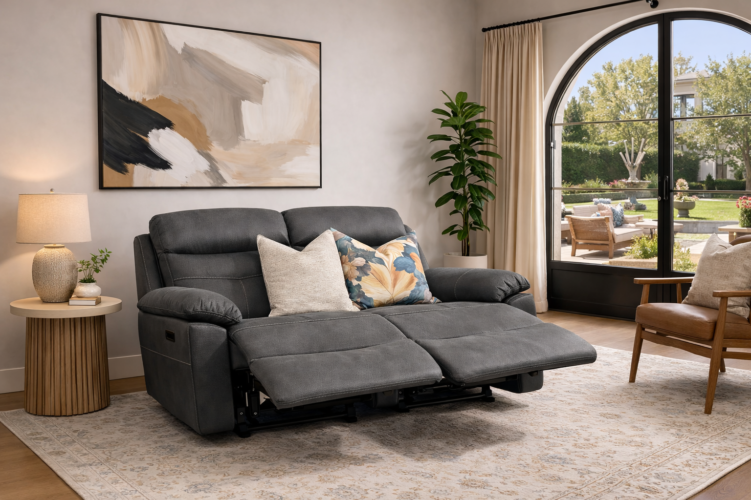 Atlantic 2 Seater Recliner Sofa Grey