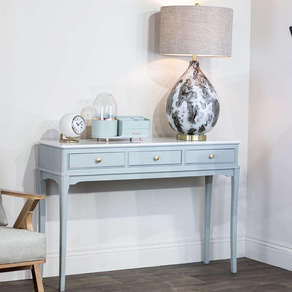 Monroe 3 Drawer Console with Sage Marble