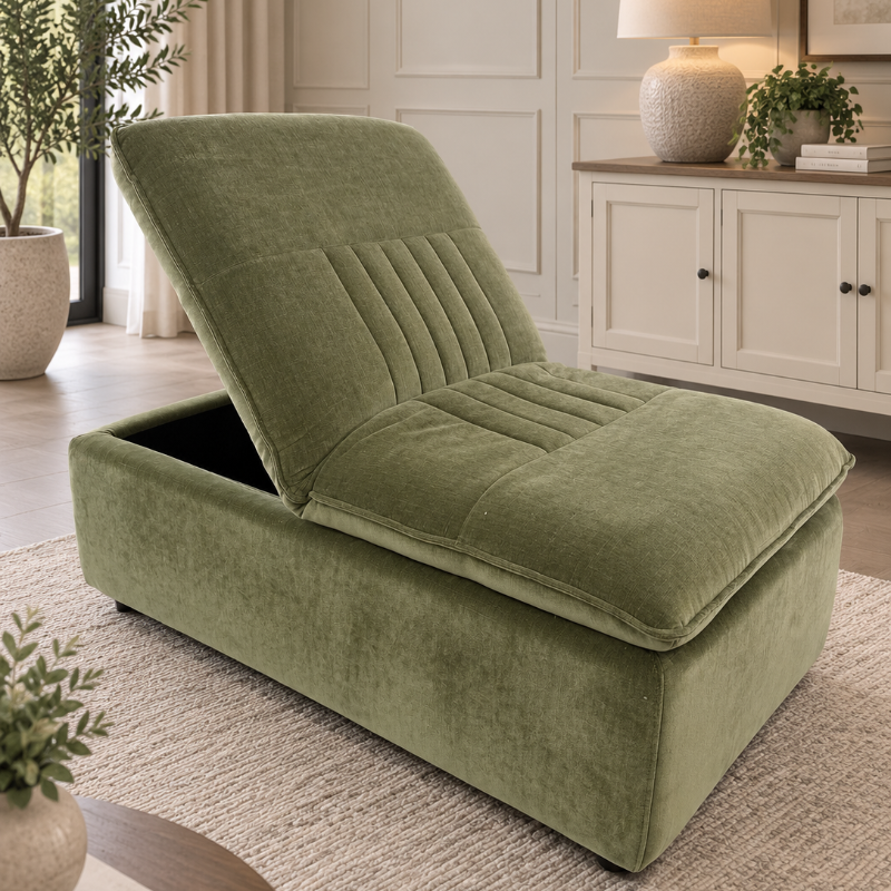 Storage Chair Footstool Sage