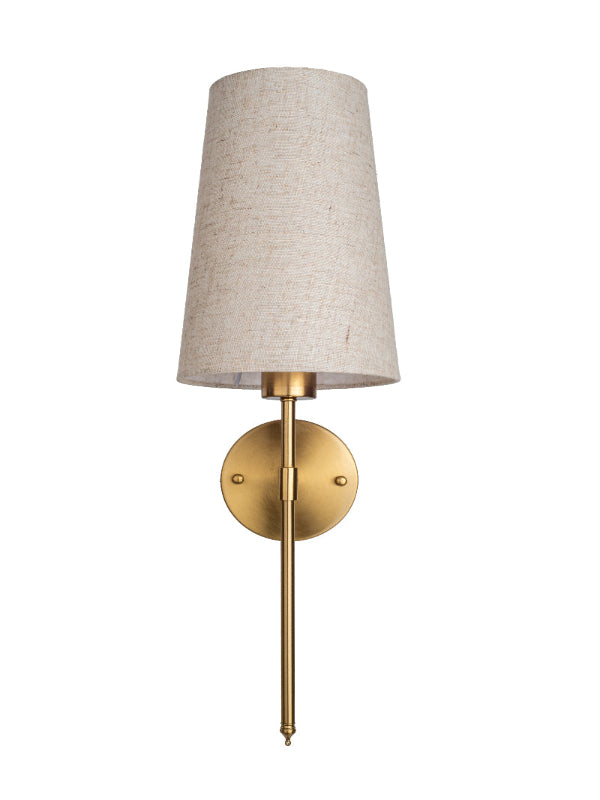 Rechargeable Wall Light Linen Shade, Antique Gold