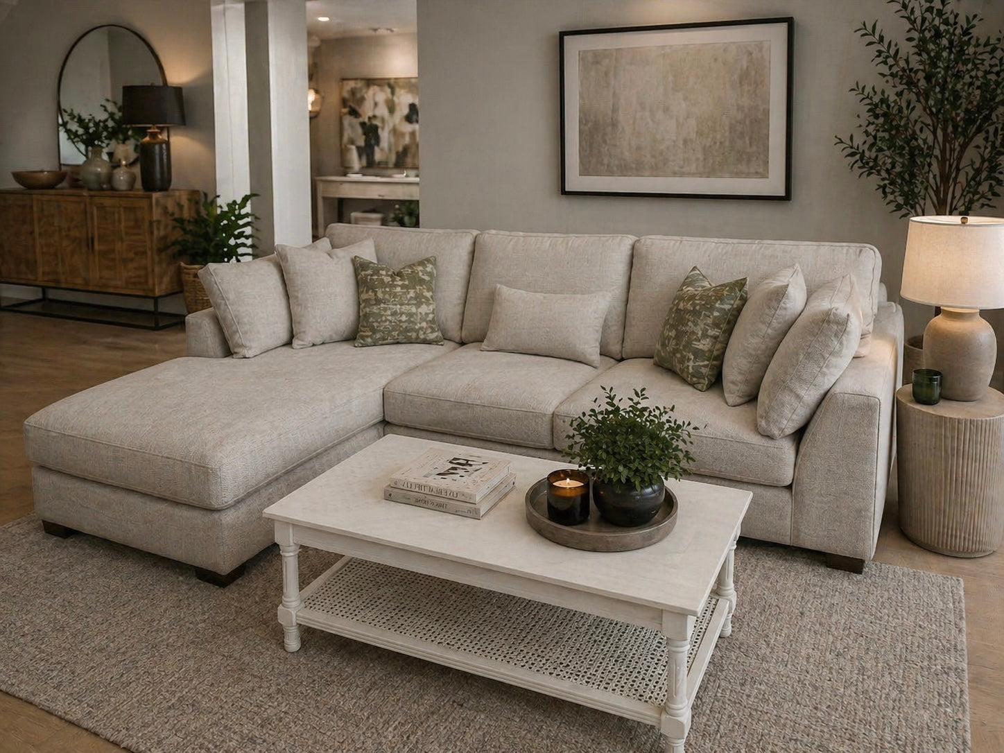 Ripley Chaise Sofa Herringbone Left Facing