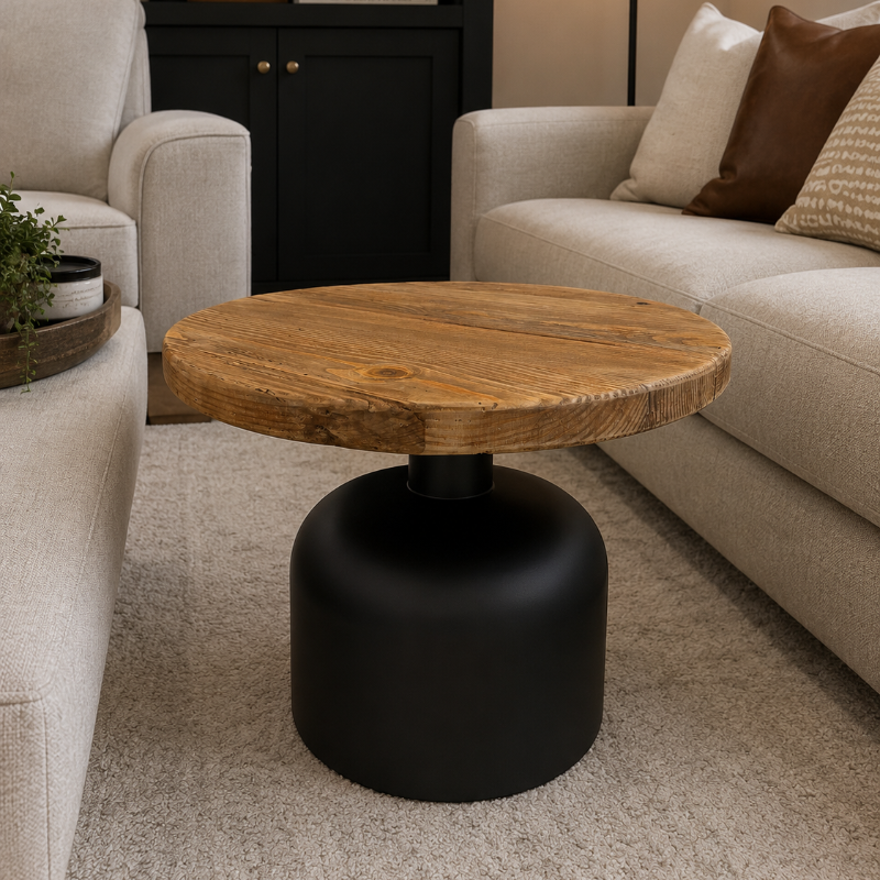 Barnwood 2 Tone Round Side Table