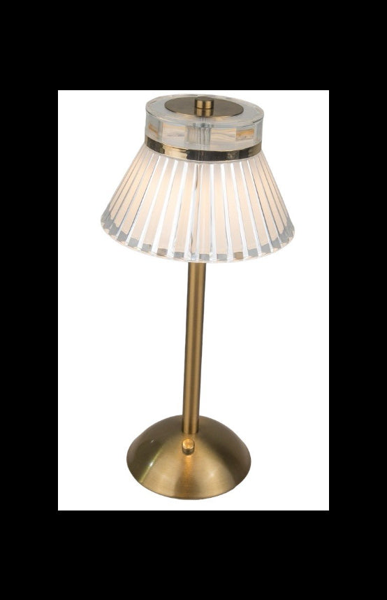 LED Gold Metal and Acrylic Rechargeable Table Lamp 33cm
