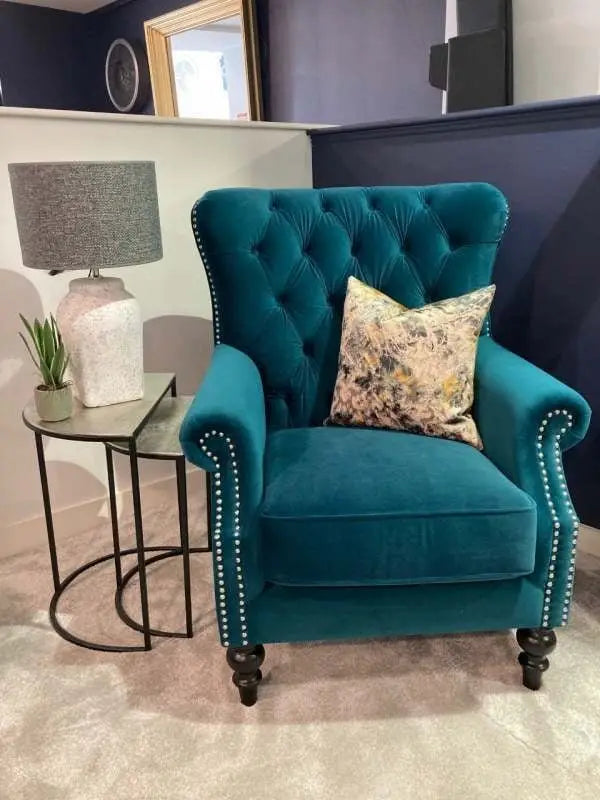 Avalon Queen Anne Chairs Teal Velvet