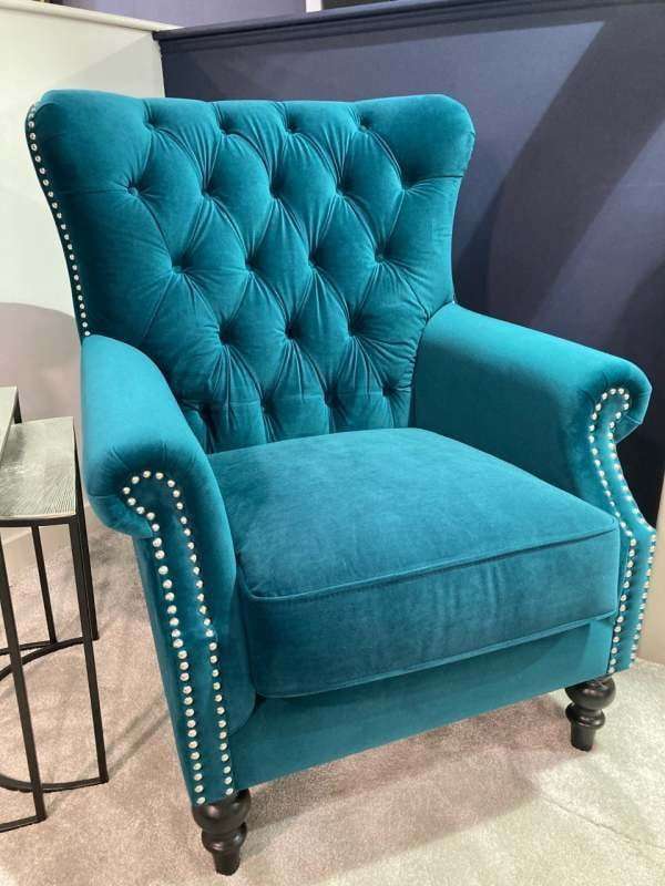 Avalon Queen Anne Chairs Teal Velvet