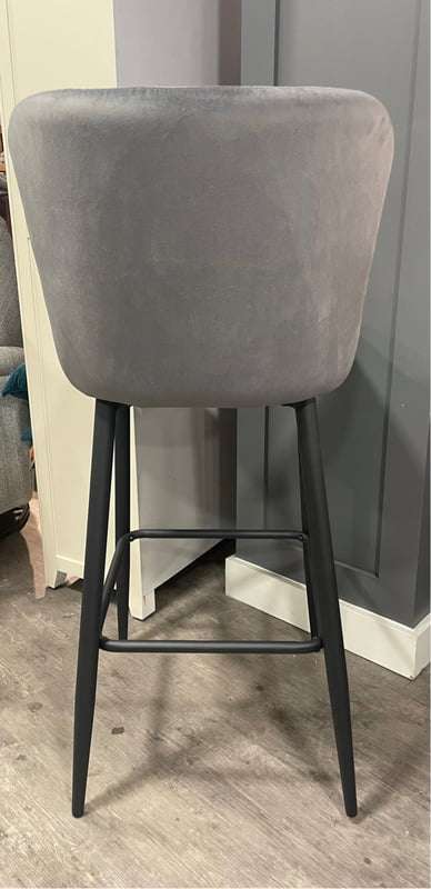 Ottawa Bar Stool Grey Velvet