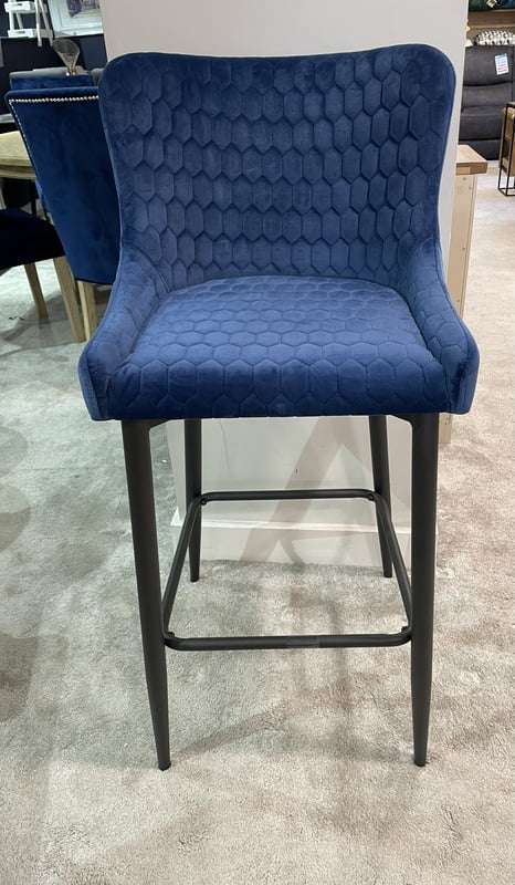 Ottawa Bar Stool Navy Velvet