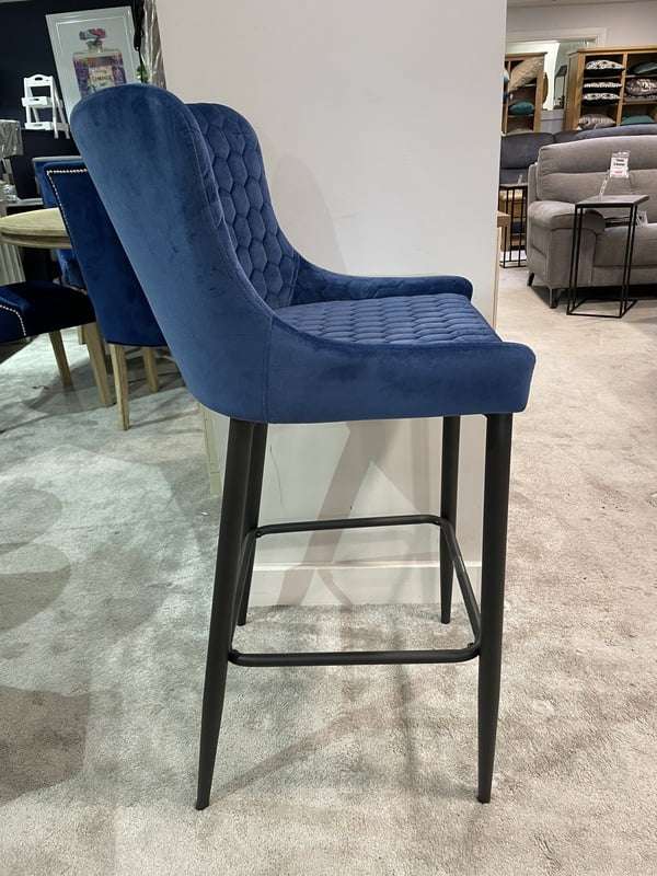 Ottawa Bar Stool Navy Velvet