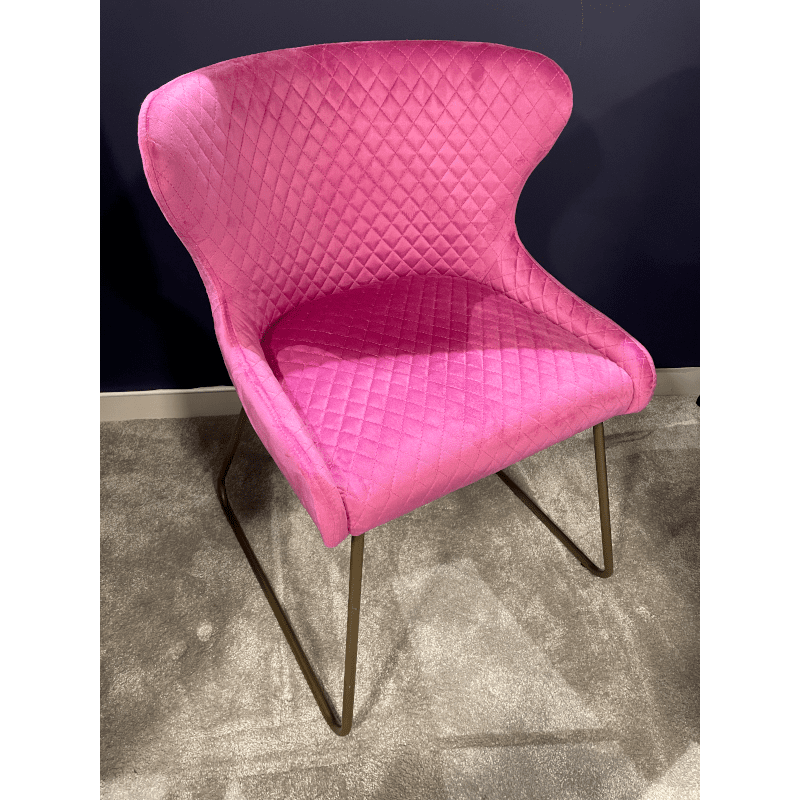 Millie Cerise Pink Dining Chair with Brass Legs