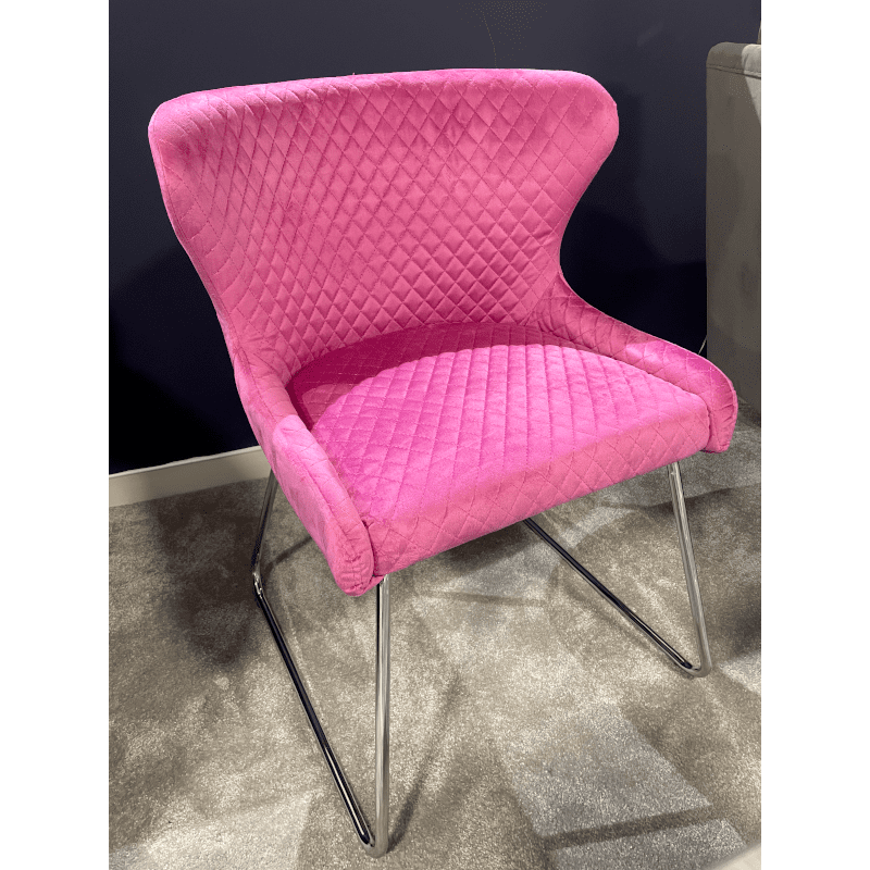 Millie Cerise Pink Dining Chair with Chrome Legs