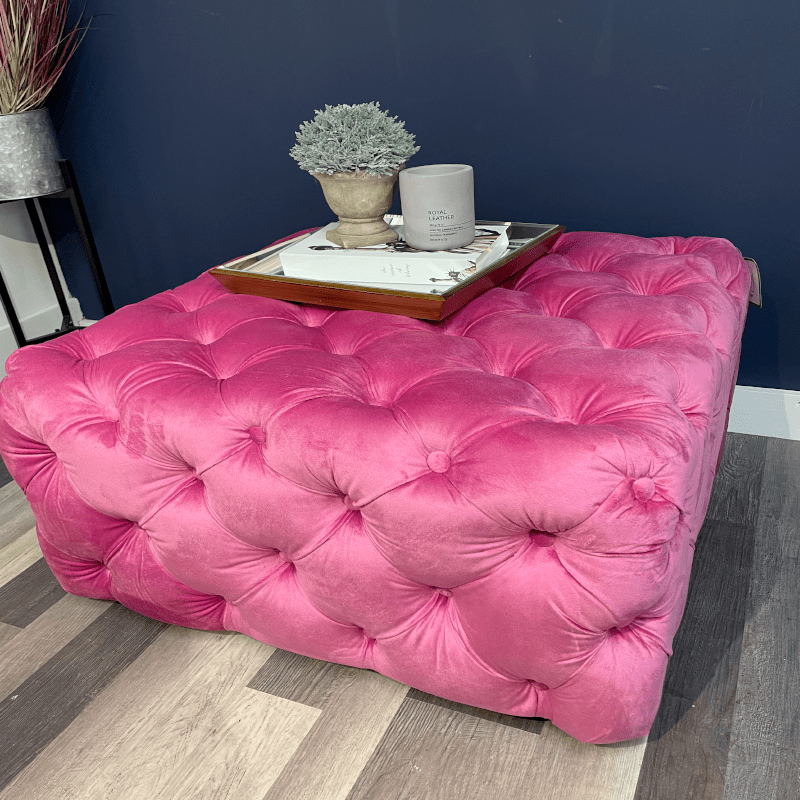 Banquette Cerise PInk Footstool