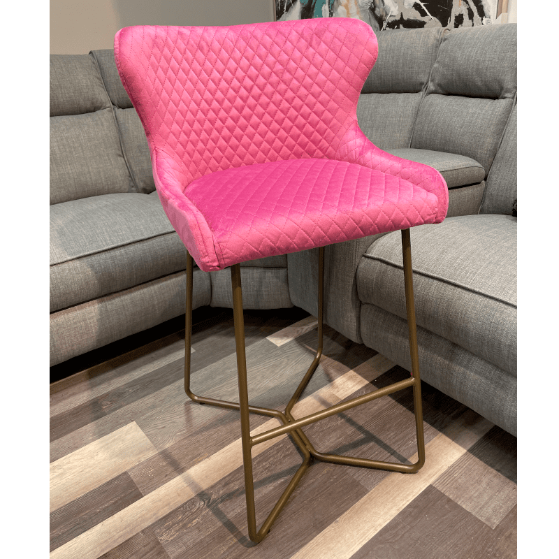 Millie Cerise Pink Barstools with Brass Legs