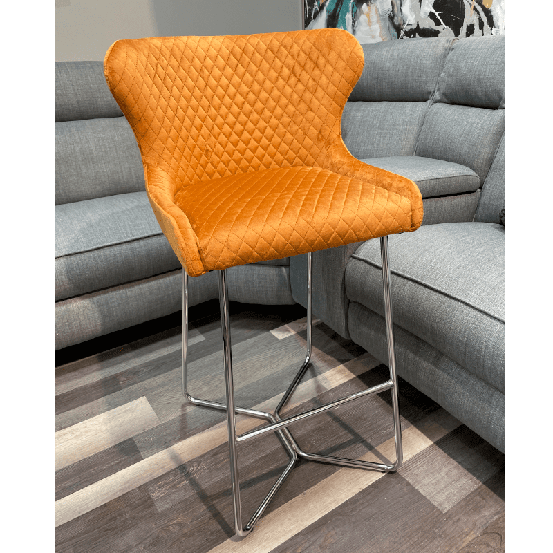 Millie Orange Barstools with Chrome Legs