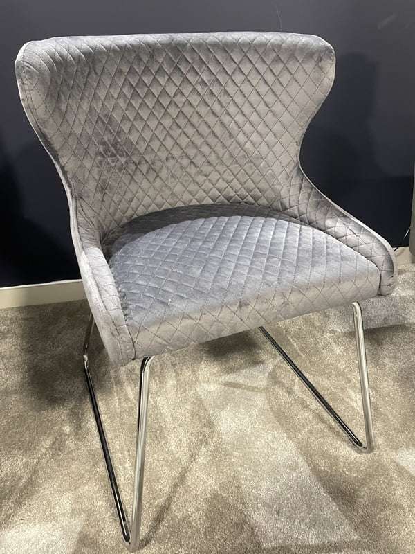 Millie Grey Dining Chair with Chrome Legs