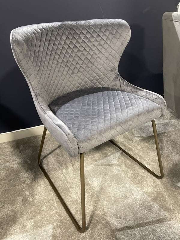 Millie Grey Dining Chair with Brass Legs