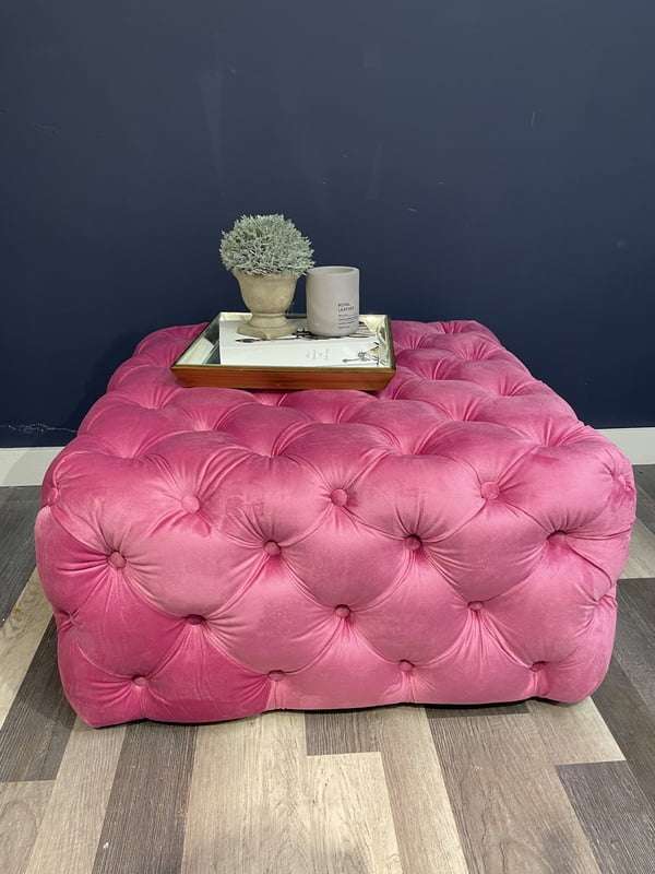 Banquette Cerise PInk Footstool