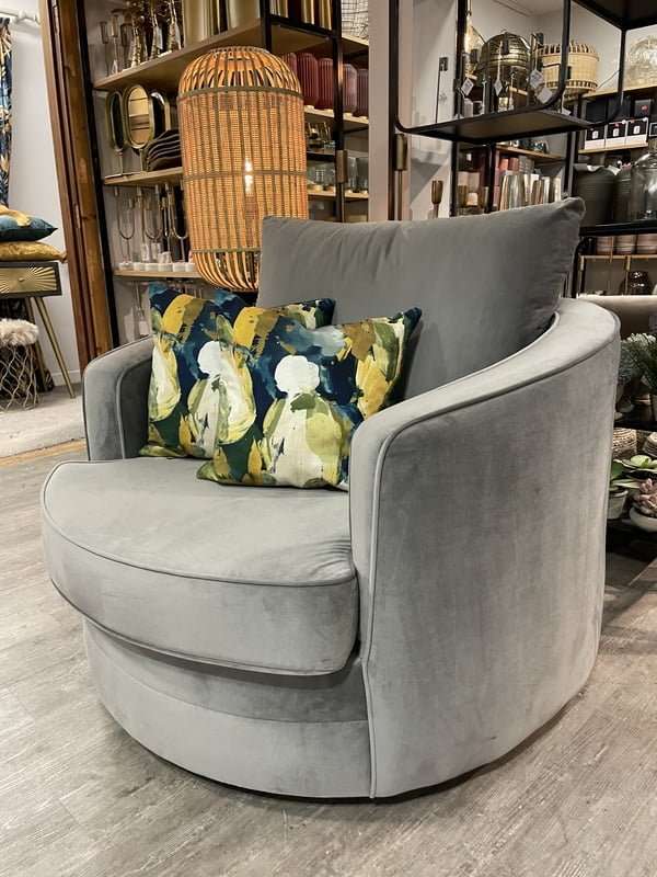 Round Swivel Grey Chair