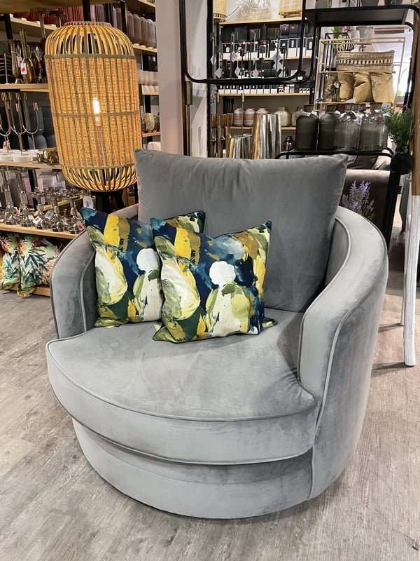 Round Swivel Grey Chair
