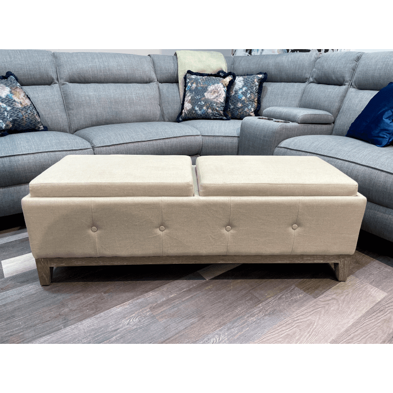 Tea Tray Double Storage Linen Footstool