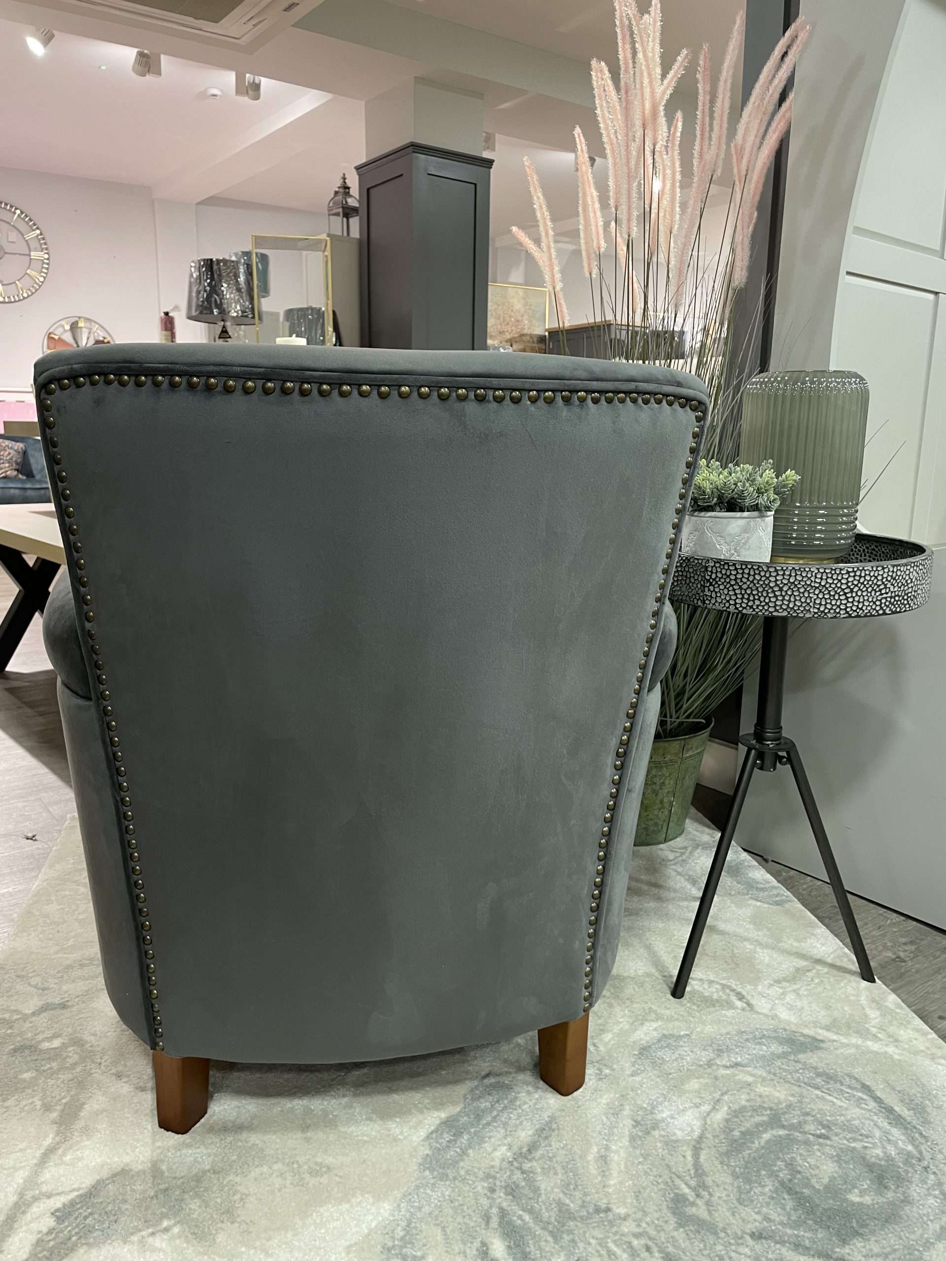 Club Grey Velvet Chair