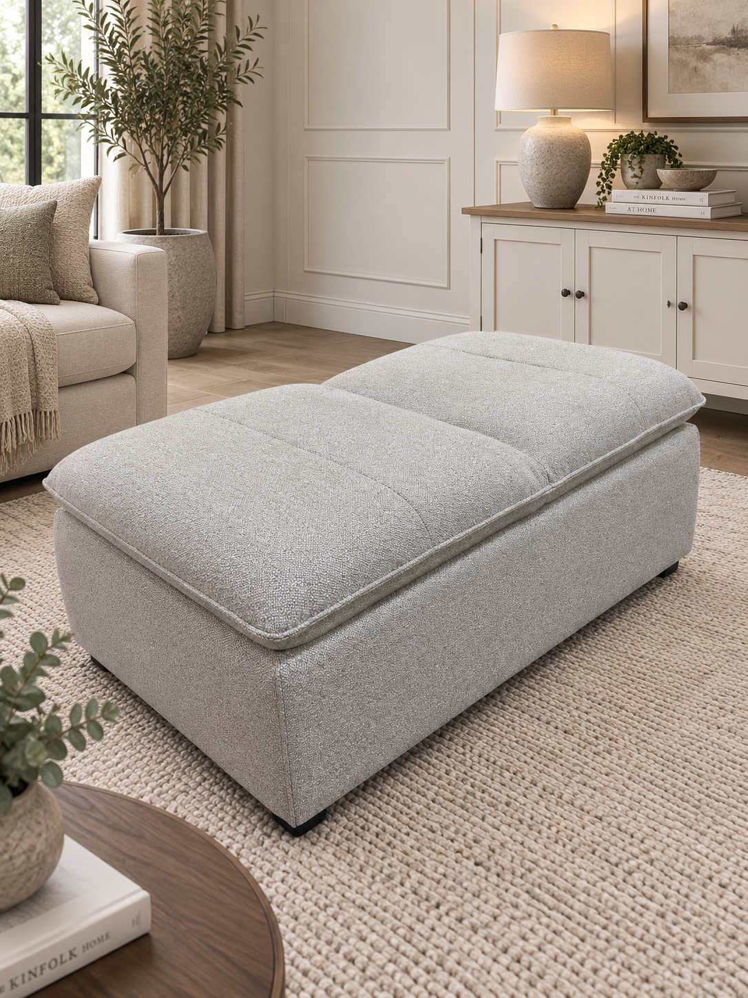 Storage Chair Footstool Champagne