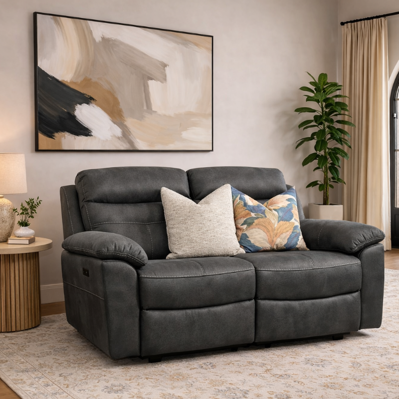 Atlantic 2 Seater Recliner Sofa Grey